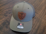 leather patch trucker hat